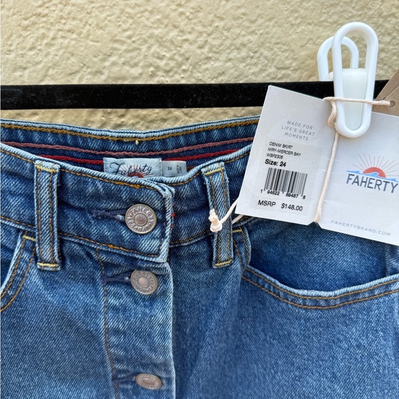 Faherty Blue Button-Front Midi Skirt - Picture 5 of 5